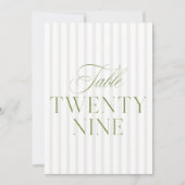 Elegant Sage Green & Beige Wedding 29 Tischnummern (Vorderseite)
