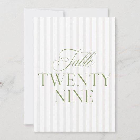 Elegant Sage Green & Beige Wedding 29 Tischnummern (Vorderseite)