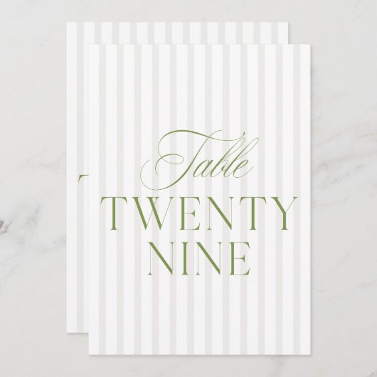Elegant Sage Green & Beige Wedding 29 Tischnummern (Vorne/Hinten)
