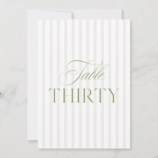 Elegant Sage Green & Beige Wedding 30 Tischnummern (Vorderseite)