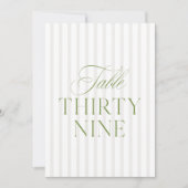 Elegant Sage Green & Beige Wedding 39 Table Number Einladung (Vorderseite)