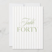 Elegant Sage Green & Beige Wedding 40 Table Number Einladung (Rückseite)