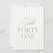 Elegant Sage Green & Beige Wedding 41 Table Number Einladung (Vorderseite)