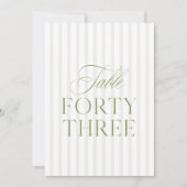 Elegant Sage Green & Beige Wedding 43 Table Number Einladung (Vorderseite)