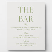 Elegant Sage Green & Beige Wedding Bar Sign Fotoplatte (Vorderseite)