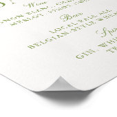 Elegant Sage Green & Beige Wedding Bar Sign Poster (Ecke)