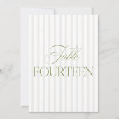 Elegant Sage Green & Beige Wedding Table Number Einladung (Vorderseite)