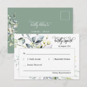 Elegant Sage Green Blätter Response Address Backer RSVP Karte (Vorne/Hinten)