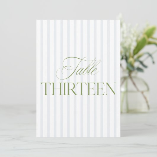 Elegant Sage Green & Blue Wedding 13 Tischnummern (Stehend Vorderseite)