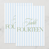 Elegant Sage Green & Blue Wedding 14 Tischnummern (Vorne/Hinten)