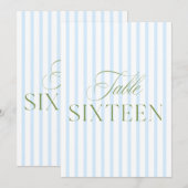 Elegant Sage Green & Blue Wedding 16 Tischnummern (Vorne/Hinten)