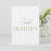 Elegant Sage Green & Blue Wedding 18 Tischnummern (Stehend Vorderseite)