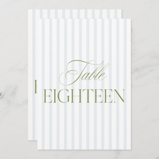 Elegant Sage Green & Blue Wedding 18 Tischnummern (Vorne/Hinten)