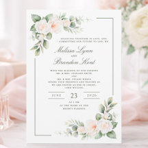 Elegant Sage Green Blush Floral Watercolor Wedding