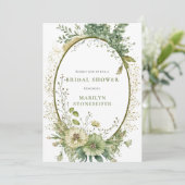 Elegant Sage Green Botanical Bridal Shower | Einladung (Stehend Vorderseite)