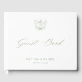 Elegant Sage Green Botanical Crest Wedding Gästebuch (Vorderseite)