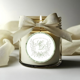 Elegant Sage Green Botanical Crest Wedding Runder Aufkleber