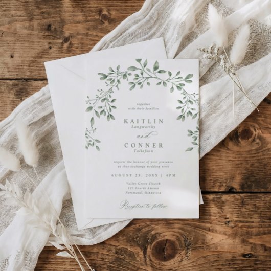 Elegant Sage Green Botanical Garden Wedding Einladung