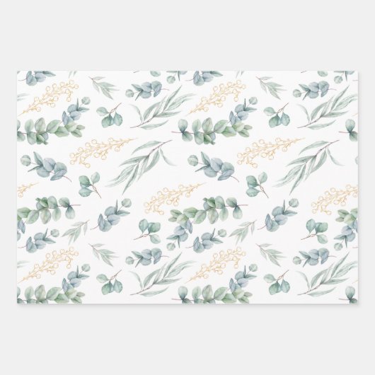 Elegant Sage Green Botanical Greenery Gold Berries Geschenkpapier Set (Vorderseite 2)