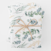 Elegant Sage Green Botanical Greenery Gold Berries Geschenkpapier Set (Beispiel)
