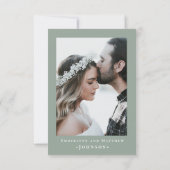 Elegant Sage Green Botanical Photo Wedding Dankeskarte (Rückseite)