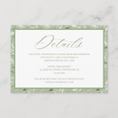 Elegant Sage Green Botanical Wedding Details Begleitkarte (Vorderseite)