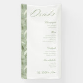 Elegant Sage Green Botanical Wedding Drinks Menu  Banner (Vertikal)