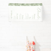 Elegant Sage Green Botanical Wedding Drinks Menu Banner (InSitu)
