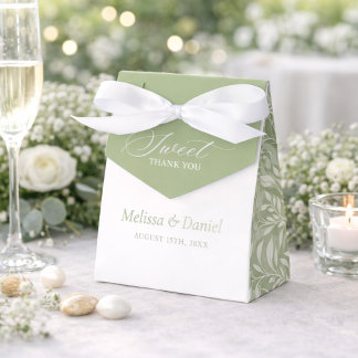 Elegant Sage Green Botanical Wedding  Favor Boxes Geschenkschachtel
