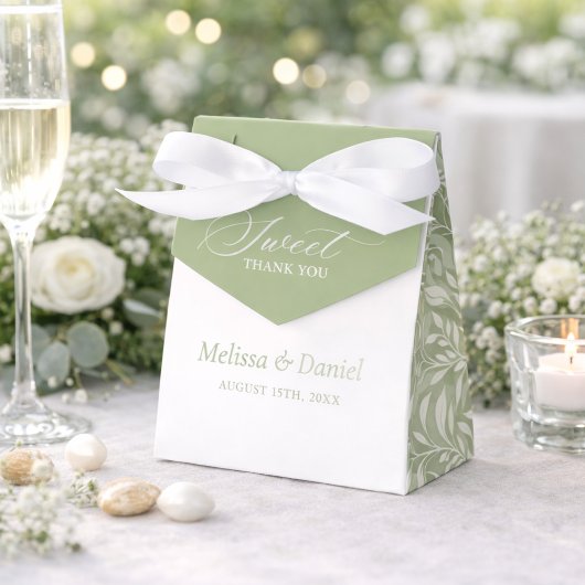 Elegant Sage Green Botanical Wedding  Favor Boxes Geschenkschachtel