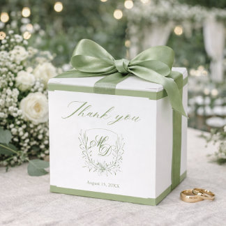 Elegant Sage Green Botanical Wedding  Geschenkschachtel