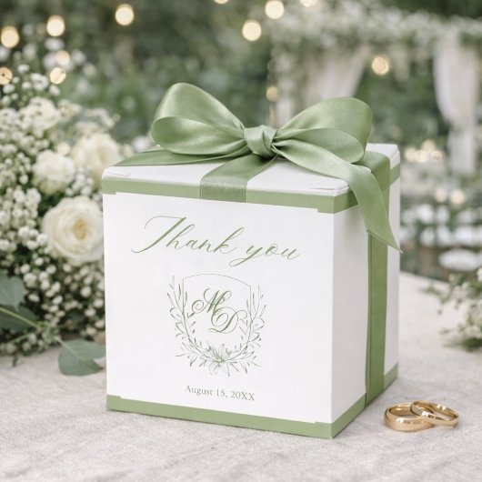 Elegant Sage Green Botanical Wedding  Geschenkschachtel