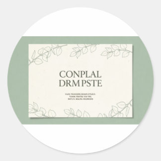 Elegant Sage Green Botanical Wedding Invitation -  Runder Aufkleber