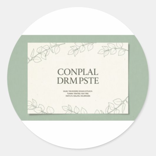 Elegant Sage Green Botanical Wedding Invitation -  Runder Aufkleber (Vorderseite)