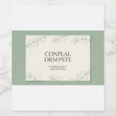 Elegant Sage Green Botanical Wedding Invitation -  Weinetikett (Einzelnes Label)