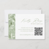 Elegant Sage Green Botanical Wedding Qr Code RSVP Karte (Vorderseite)