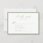 Elegant Sage Green Botanical Wedding RSVP Card Karte (Vorderseite)