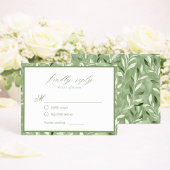 Elegant Sage Green Botanical Wedding RSVP Card Karte