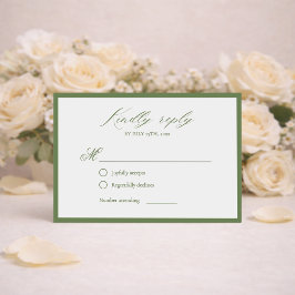 Elegant Sage Green Botanical Wedding RSVP Card Karte