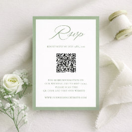 Elegant Sage Green Botanical Wedding RSVP Card Karte