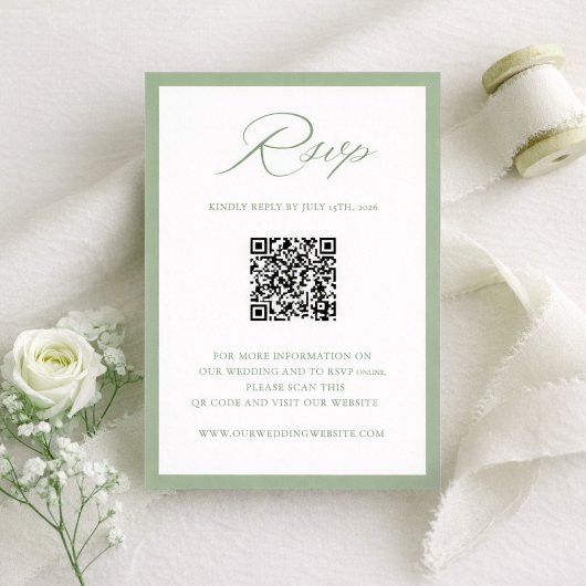 Elegant Sage Green Botanical Wedding RSVP Card Karte