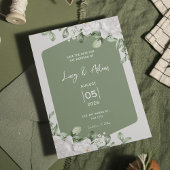 Elegant Sage Green Botanical White Floral Wedding Save The Date