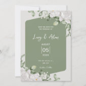Elegant Sage Green Botanical White Floral Wedding Save The Date (Vorderseite)