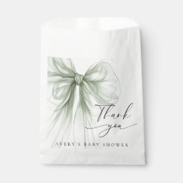 Elegant Sage Green Bow Baby Shower Thank You Geschenktütchen
