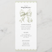 Elegant Sage Green Bow Menu Menükarte (Vorderseite)