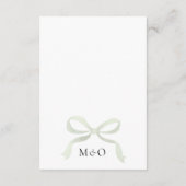 Elegant Sage Green Bow Monogram Wedding Details Begleitkarte (Rückseite)