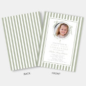 Elegant Sage Green Bow Photo Girl First Communion Einladung