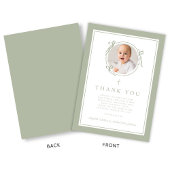 Elegant Sage Green Bow Religious Baptism Photo Dankeskarte