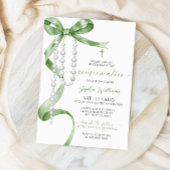 Elegant Sage Green Bow & Rosary Bestätigung Einladung