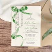 Elegant Sage Green Bow & Rosary Dedication Einladung